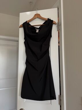 H&M Black Sleeveless Draped Mini Dress